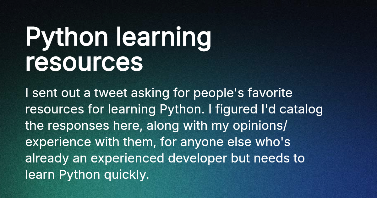 Python learning resources